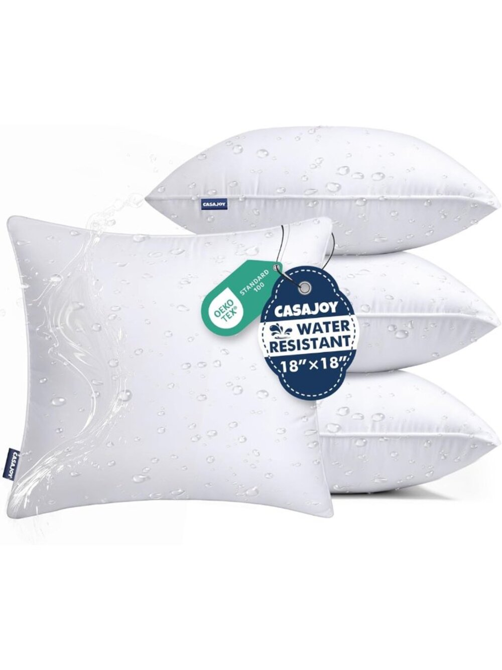 Set of 4 Water-Resistant Outdoor Throw Pillows, 18x18 Decorative Square Cushions